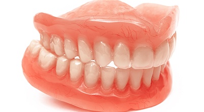 Close-up of full dentures in Vienna, VA for upper and lower arches