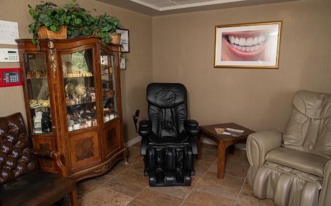 Comfortable seating in dental office waiting room